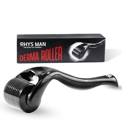 Rhys Man Derma Roller 0.25mm with Storage Case – Titanium Dermaroller for Beard, Face & Scalp Care, 540 Needles Skin Care Tool for Men & Women, Compact Grooming Kit Avelisse