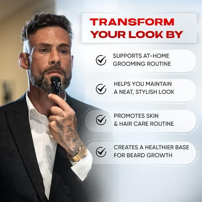 Rhys Man Derma Roller 0.25mm with Storage Case – Titanium Dermaroller for Beard, Face & Scalp Care, 540 Needles Skin Care Tool for Men & Women, Compact Grooming Kit Avelisse