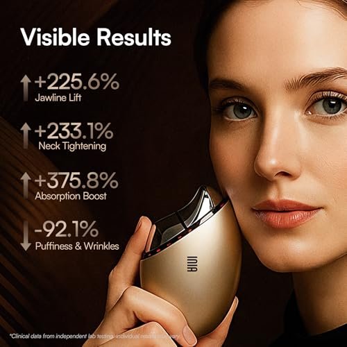 INIA 7-in-1 Red Light Therapy for Face and Neck Gua Sha Facial Massager Tool Device with Thermal and Cryo Mode for Puffiness & Firming Skincare Tool Avelisse