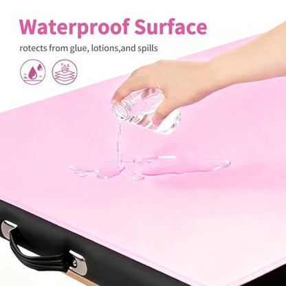 ASTONFOG 70x32 Inch Lash Bed Cover - PU Leather Waterproof Massage Table Cover for Eyelash Beds, SPA, Beauty (Pink)