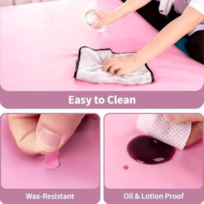 ASTONFOG 70x32 Inch Lash Bed Cover - PU Leather Waterproof Massage Table Cover for Eyelash Beds, SPA, Beauty (Pink)