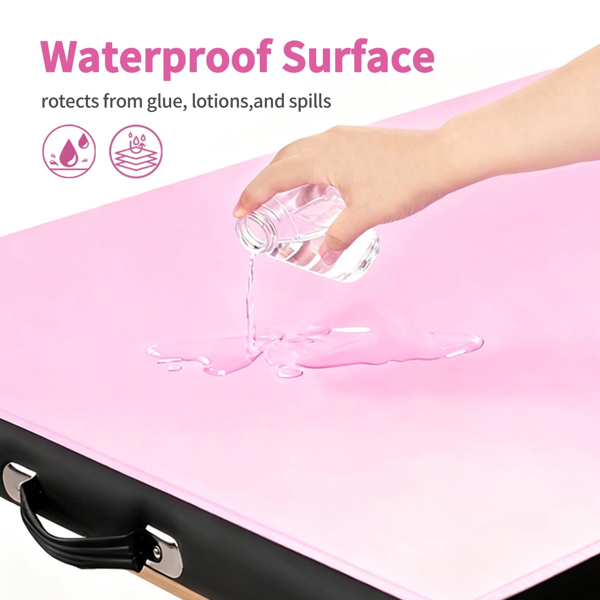 ASTONFOG 70x32 Inch Lash Bed Cover - PU Leather Waterproof Massage Table Cover for Eyelash Beds, SPA, Beauty (Pink) - görsel 3