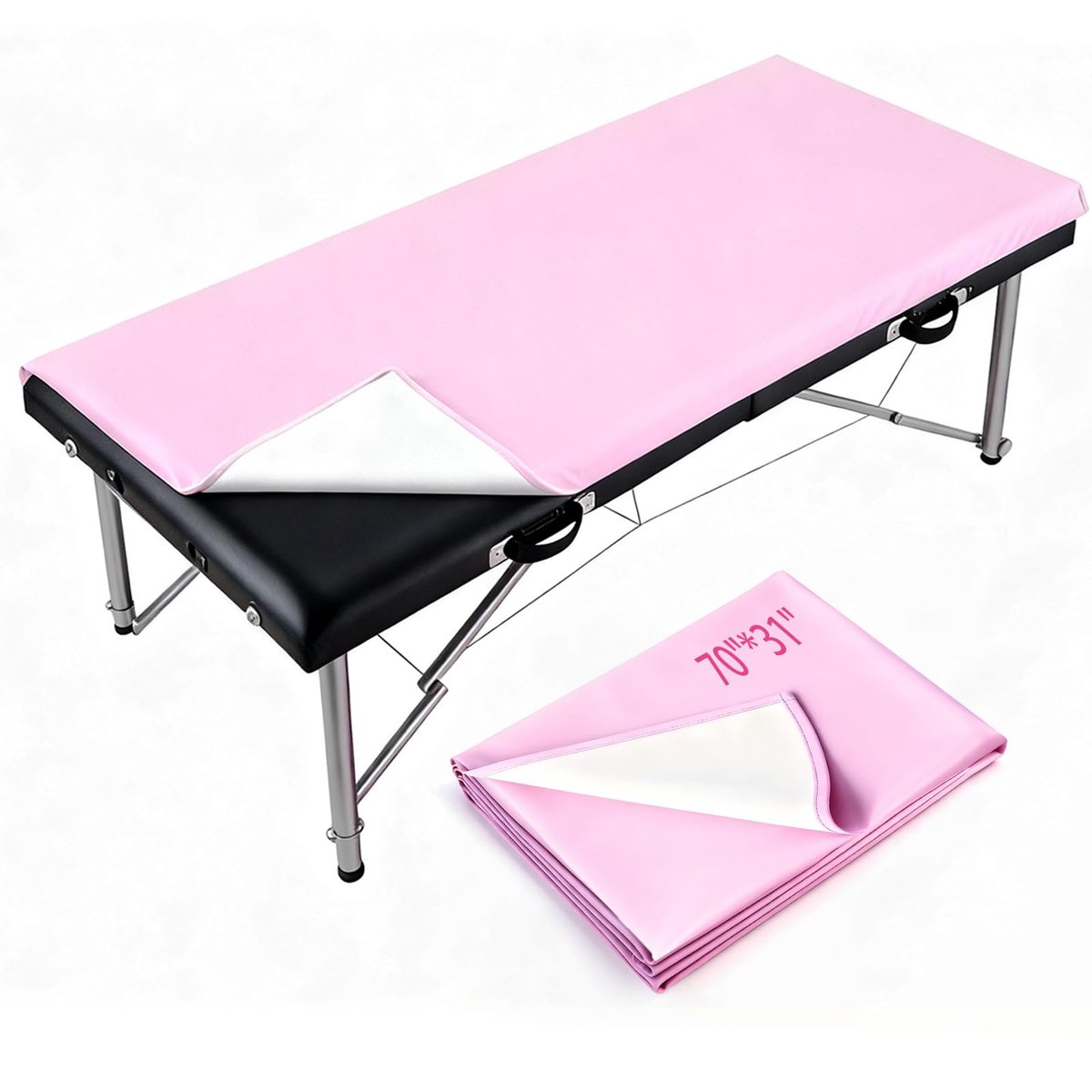 ASTONFOG 70x32 Inch Lash Bed Cover - PU Leather Waterproof Massage Table Cover for Eyelash Beds, SPA, Beauty (Pink) - görsel 1
