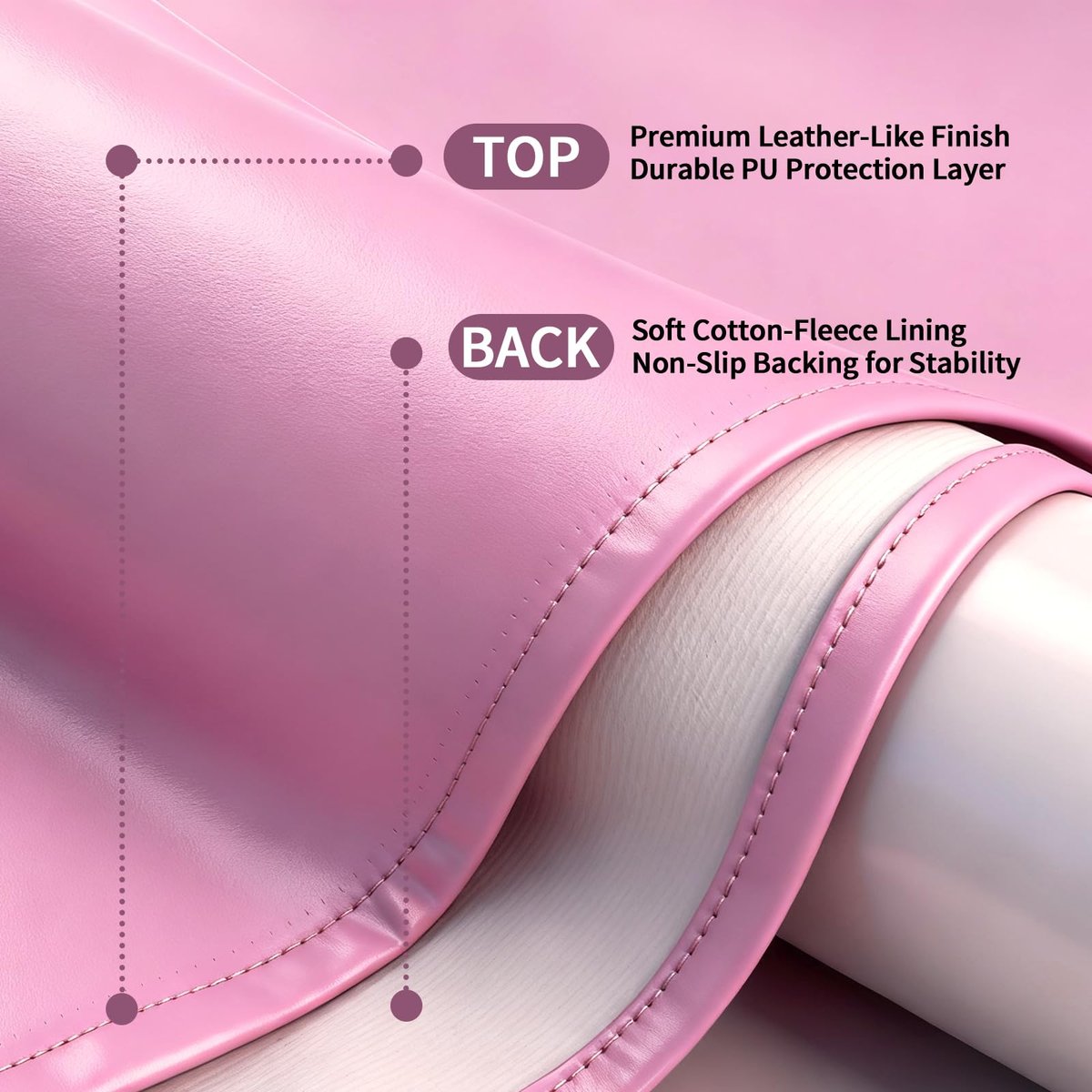 ASTONFOG 70x32 Inch Lash Bed Cover - PU Leather Waterproof Massage Table Cover for Eyelash Beds, SPA, Beauty (Pink) - görsel 7