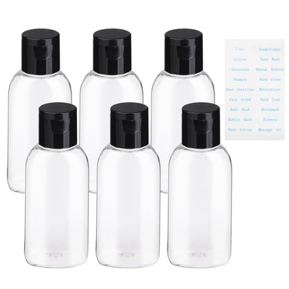Gungtien Travel Bottles for Toiletries - 6 Pack 1.69 oz BPA-Free Empty Squeeze Containers, Leak Proof Refillable Shampoo Bottles with Labels Avelisse
