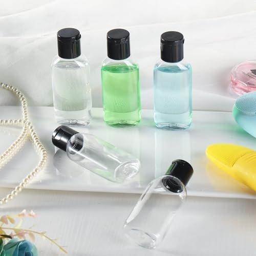 Gungtien Travel Bottles for Toiletries - 6 Pack 1.69 oz BPA-Free Empty Squeeze Containers, Leak Proof Refillable Shampoo Bottles with Labels Avelisse