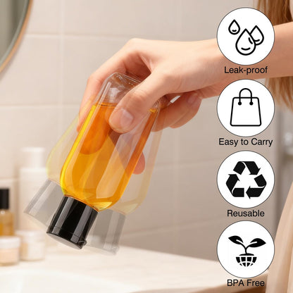 Gungtien Travel Bottles for Toiletries - 6 Pack 1.69 oz BPA-Free Empty Squeeze Containers, Leak Proof Refillable Shampoo Bottles with Labels Avelisse