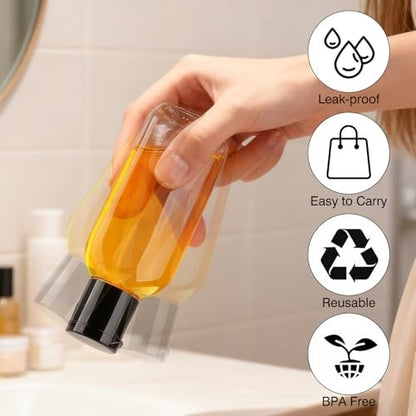 Gungtien Travel Bottles for Toiletries - 6 Pack 1.69 oz BPA-Free Empty Squeeze Containers, Leak Proof Refillable Shampoo Bottles with Labels Avelisse