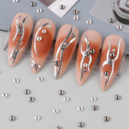 3D Metal Punk Bullet Nail Art Rivet Set - Silver & Black Nail Charms, Gothic Stars, Spikes, Studs, Steel Balls, Flat Back Y2K Nail Decor
