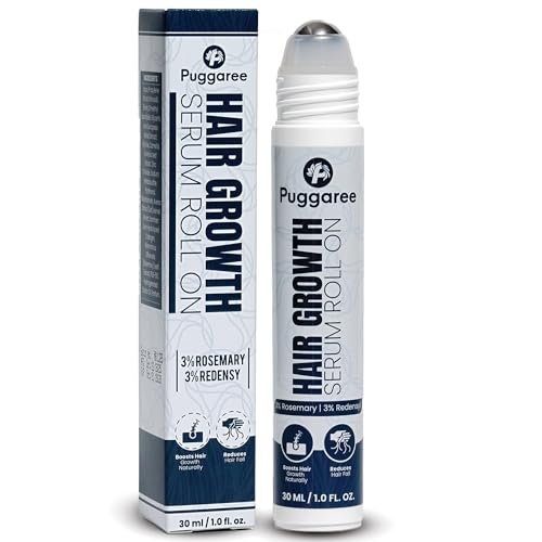 Puggaree Redensyl Hair Growth Serum Roll On – 3% Rosemary & 3% Redensyl DHT-Blocking Scalp Serum for Thicker, Fuller Hair – For Women & Men (30 ml) Avelisse