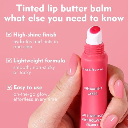 KIMUSE 6 Pcs Tinted Lip Butter Hydration Balm Set - Flavored Shades with Hyaluronic Acid & Vitamin E, Sheer Tint, Non-Sticky Vegan Lip Care for Dry Lips & Daily Use Avelisse