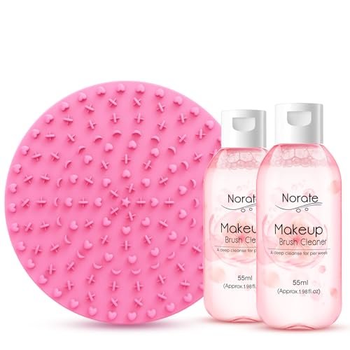 Norate Makeup Brush Cleaner – 3 Piece Set with Cleanser Solution & Brush Cleaning Mat, Deep Clean Shampoo, Gentle Cruelty-Free Formula - görsel 1
