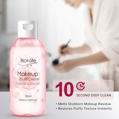 Norate Makeup Brush Cleaner – 3 Piece Set with Cleanser Solution & Brush Cleaning Mat, Deep Clean Shampoo, Gentle Cruelty-Free Formula