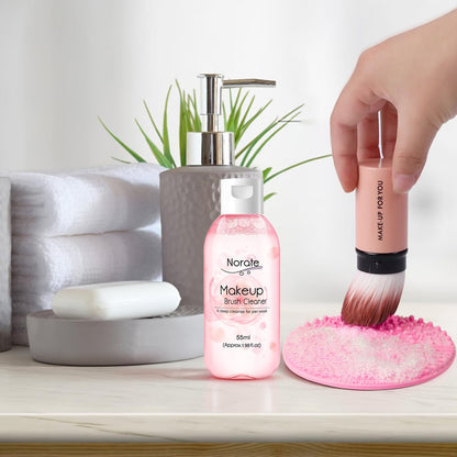 Norate Makeup Brush Cleaner – 3 Piece Set with Cleanser Solution & Brush Cleaning Mat, Deep Clean Shampoo, Gentle Cruelty-Free Formula