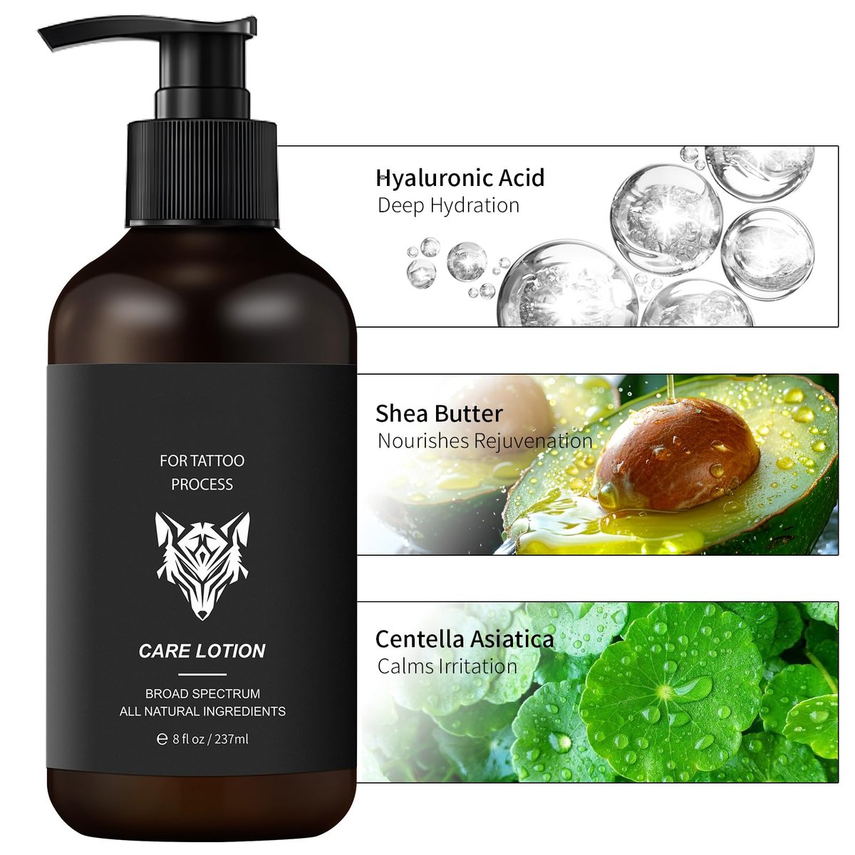 YAFUSIPE Tattoo Aftercare Lotion – Daily Moisturizer for New & Old Tattoos, Healing & Color Enhancement, 8 oz Avelisse