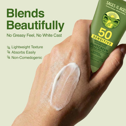 Organic Grass-Fed Tallow Mineral Sunscreen SPF 50 — No White Cast, Non-Nano Zinc Oxide, Reef Safe UVA/UVB, Water Resistant 80 Min, Moisturizing & Soothing with Aloe Vera, Face & Body, 3.4 oz