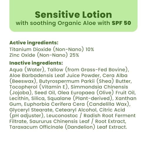 Organic Grass-Fed Tallow Mineral Sunscreen SPF 50 — No White Cast, Non-Nano Zinc Oxide, Reef Safe UVA/UVB, Water Resistant 80 Min, Moisturizing & Soothing with Aloe Vera, Face & Body, 3.4 oz - görsel 16