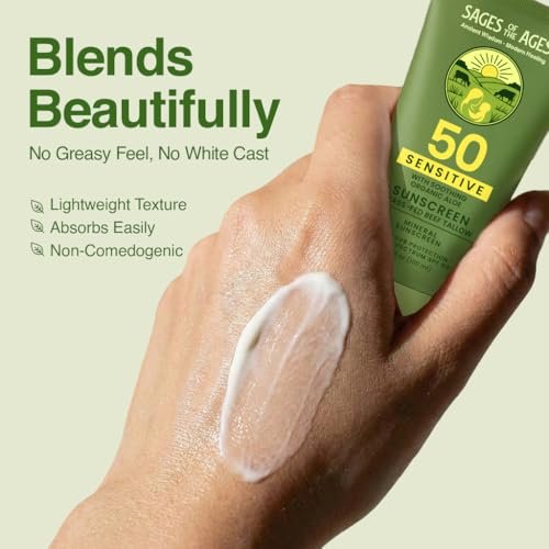 Organic Grass-Fed Tallow Mineral Sunscreen SPF 50 — No White Cast, Non-Nano Zinc Oxide, Reef Safe UVA/UVB, Water Resistant 80 Min, Moisturizing & Soothing with Aloe Vera, Face & Body, 3.4 oz - görsel 4