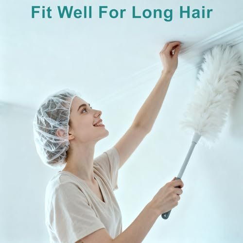 TodHeei Disposable Shower Caps – 100 Pack Extra Thick Waterproof Plastic Hair Caps for Women & Men, Elastic Large Size for Home, Travel, Hotel, Spa & Salon - görsel 8