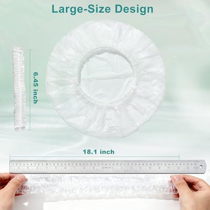 TodHeei Disposable Shower Caps – 100 Pack Extra Thick Waterproof Plastic Hair Caps for Women & Men, Elastic Large Size for Home, Travel, Hotel, Spa & Salon