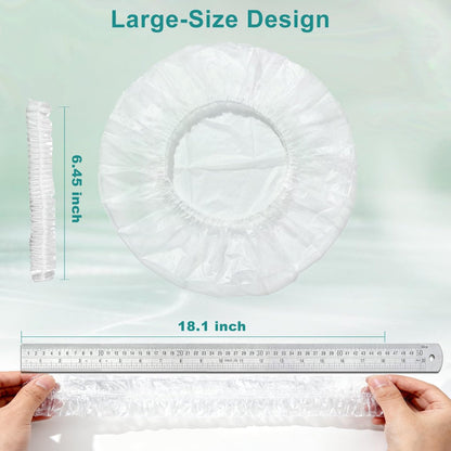 TodHeei Disposable Shower Caps – 100 Pack Extra Thick Waterproof Plastic Hair Caps for Women & Men, Elastic Large Size for Home, Travel, Hotel, Spa & Salon
