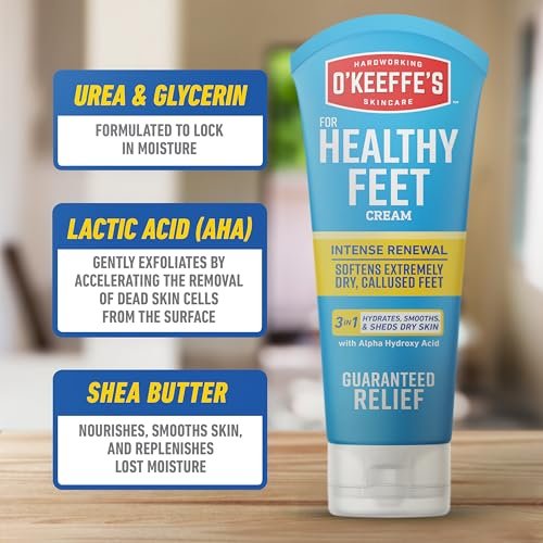 O'Keeffe's for Healthy Feet Heel Repair Kit – Reusable Foot Sleeves & Intense Renewal Foot Cream with Urea & Lactic Acid, Exfoliates & Softens Dry Heels Avelisse