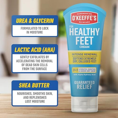 O'Keeffe's for Healthy Feet Heel Repair Kit – Reusable Foot Sleeves & Intense Renewal Foot Cream with Urea & Lactic Acid, Exfoliates & Softens Dry Heels Avelisse