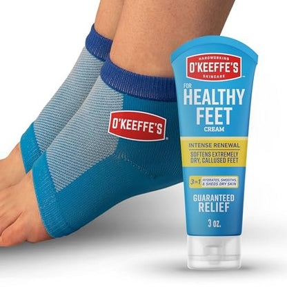 O'Keeffe's for Healthy Feet Heel Repair Kit – Reusable Foot Sleeves & Intense Renewal Foot Cream with Urea & Lactic Acid, Exfoliates & Softens Dry Heels Avelisse