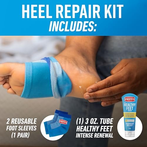 O'Keeffe's for Healthy Feet Heel Repair Kit – Reusable Foot Sleeves & Intense Renewal Foot Cream with Urea & Lactic Acid, Exfoliates & Softens Dry Heels Avelisse