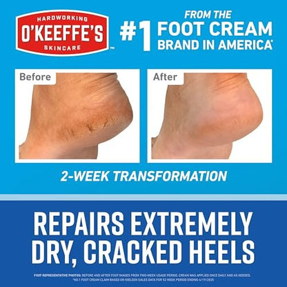 O'Keeffe's for Healthy Feet Heel Repair Kit – Reusable Foot Sleeves & Intense Renewal Foot Cream with Urea & Lactic Acid, Exfoliates & Softens Dry Heels Avelisse