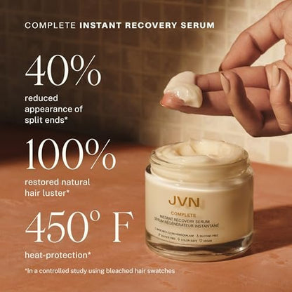JVN Trusted Trio Travel Essentials Hair Products - Air Dry Cream, Instant Recovery Serum, Pre-Wash Scalp Oil - Silicone Free Hair Care for Women and Men Avelisse