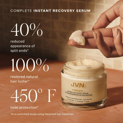 JVN Trusted Trio Travel Essentials Hair Products - Air Dry Cream, Instant Recovery Serum, Pre-Wash Scalp Oil - Silicone Free Hair Care for Women and Men Avelisse