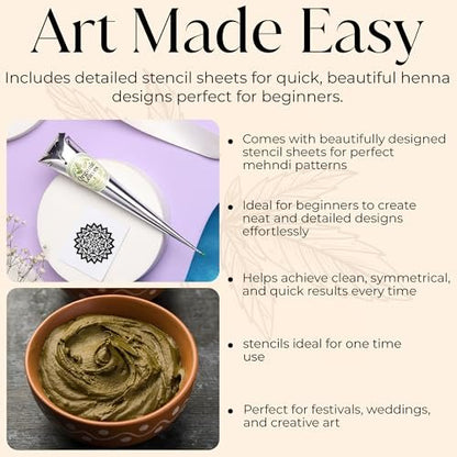 Organic Leaves Henna Cones 3 x 30g Pack – 100% Natural, Chemical-Free, Ready-to-Use Pre-Filled Cones for Rich, Long-Lasting Reddish Brown Color