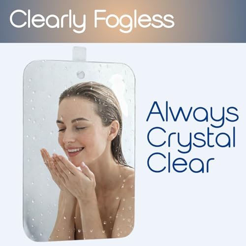 SereniBath Fogless Shower Mirror - Anti-Fog for Shaving & Face Washing - Silver, 6.7" x 5.1" - görsel 7