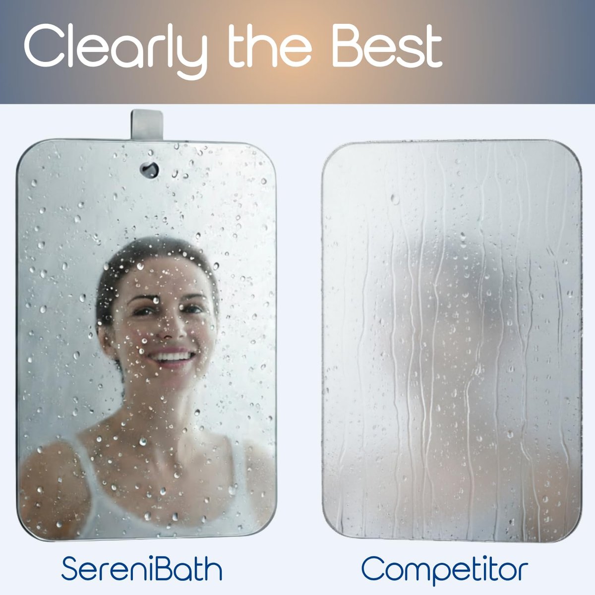 SereniBath Fogless Shower Mirror - Anti-Fog for Shaving & Face Washing - Silver, 6.7" x 5.1" - görsel 12