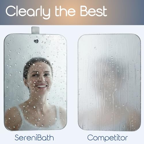 SereniBath Fogless Shower Mirror - Anti-Fog for Shaving & Face Washing - Silver, 6.7" x 5.1" - görsel 11