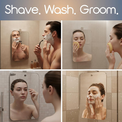 SereniBath Fogless Shower Mirror - Anti-Fog for Shaving & Face Washing - Silver, 6.7" x 5.1"