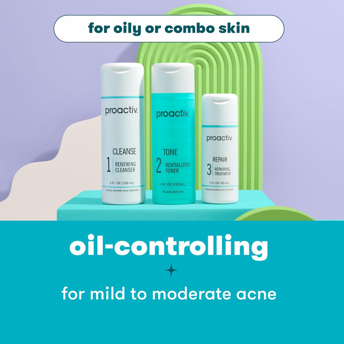 Proactiv 3 Step Acne Treatment System, 60 Day Complete Skincare Kit with Benzoyl Peroxide Cleanser, Toner, Repairing Treatment, and 15-Count Pimple Patch Avelisse