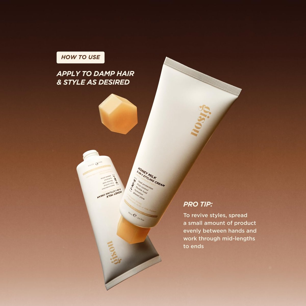 Gisou Honey Milk 5-in-1 Styling Cream – Heat Protection, Hydration, Frizz Control, Glazed Shine & Flexible Hold with Mirsalehi Honey & Hydrolyzed Milk Protein, 5.0 fl oz Avelisse