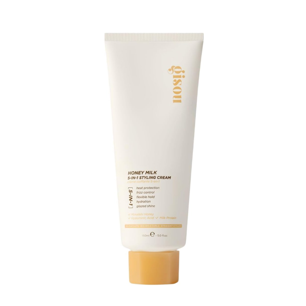 Gisou Honey Milk 5-in-1 Styling Cream – Heat Protection, Hydration, Frizz Control, Glazed Shine & Flexible Hold with Mirsalehi Honey & Hydrolyzed Milk Protein, 5.0 fl oz Avelisse