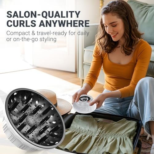 Evalunira Universal Hair Diffuser Attachment for Curly & Wavy Hair – Fits 1.4-2.4 Inch Nozzles, Ideal for Long Thick Hair, White Avelisse