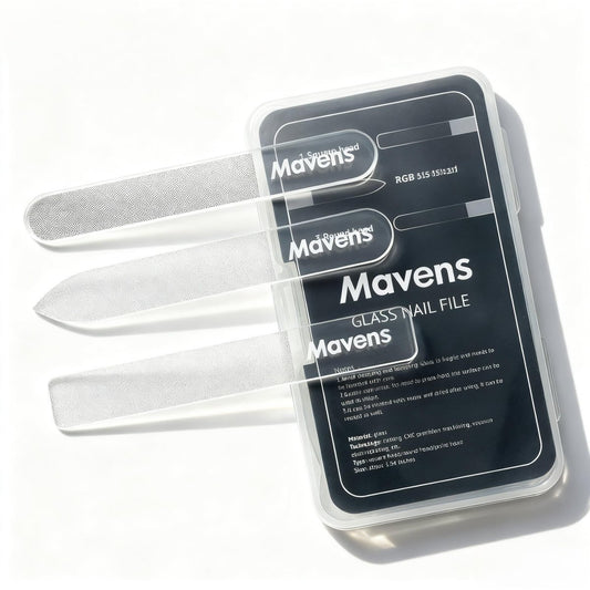 Mavens Glass Nail File Set with Case – Professional Crystal Fingernail Files for Natural Nails, Reusable Portable Manicure & Pedicure File, Manicure Tools for Home and Travel, Gift for Women