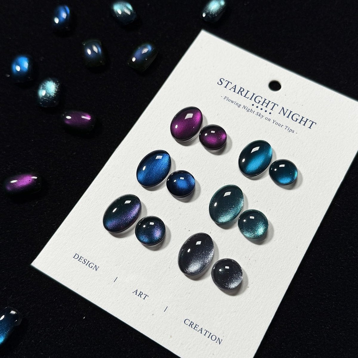 GAOY Glitter Cat Eye Gel Nail Polish Set with Magnet - 6 Colors Purple Blue Black Glitter Holography, Long Lasting for Nail Art at Home & Salon Manicure (Starlight Night) Avelisse