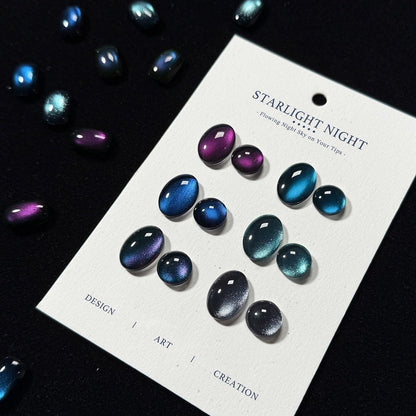 GAOY Glitter Cat Eye Gel Nail Polish Set with Magnet - 6 Colors Purple Blue Black Glitter Holography, Long Lasting for Nail Art at Home & Salon Manicure (Starlight Night) Avelisse