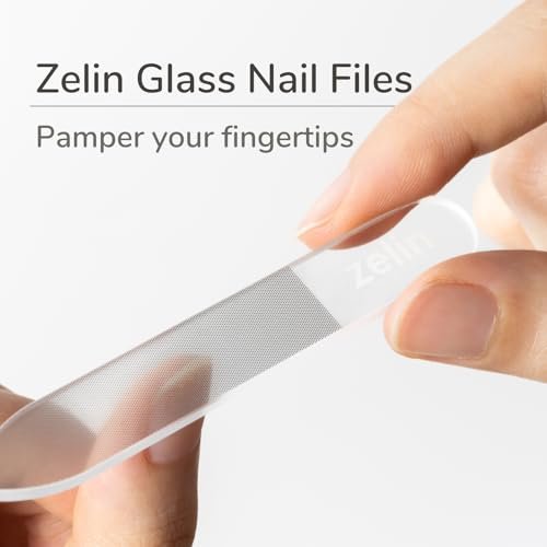 zelin Premium Glass Nail File for Natural Nails with Leather Case - 3 Pcs Single-Sided Crystal Nail Files for Stronger, Smoother Nails, Reusable Manicure Tool, Ideal Valentine's Day Gifts for Her - görsel 4