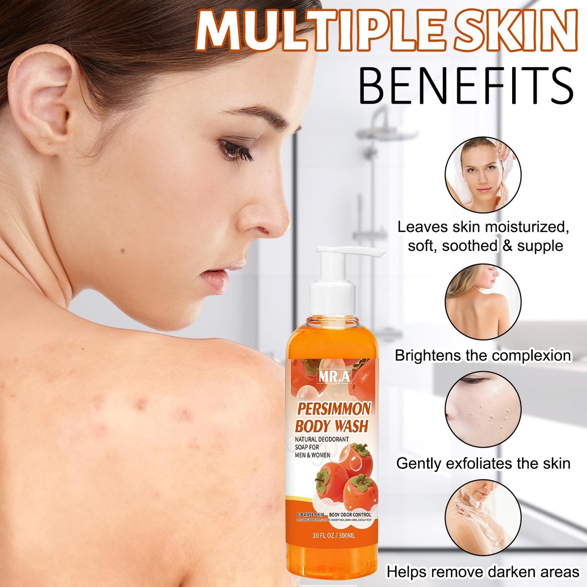 MR.A Persimmon Body Wash for Strong Body Odor – Liquid Persimmon Soap for Old People Smell, Odor Eliminator Purifying & Deodorizing Wash, 10 Fl Oz - görsel 11