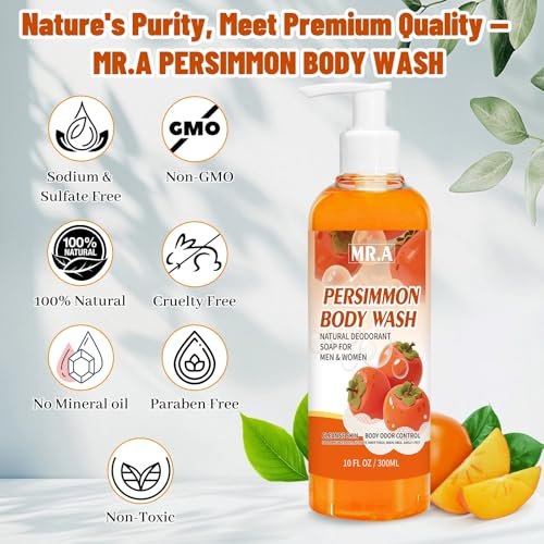 MR.A Persimmon Body Wash for Strong Body Odor – Liquid Persimmon Soap for Old People Smell, Odor Eliminator Purifying & Deodorizing Wash, 10 Fl Oz - görsel 10