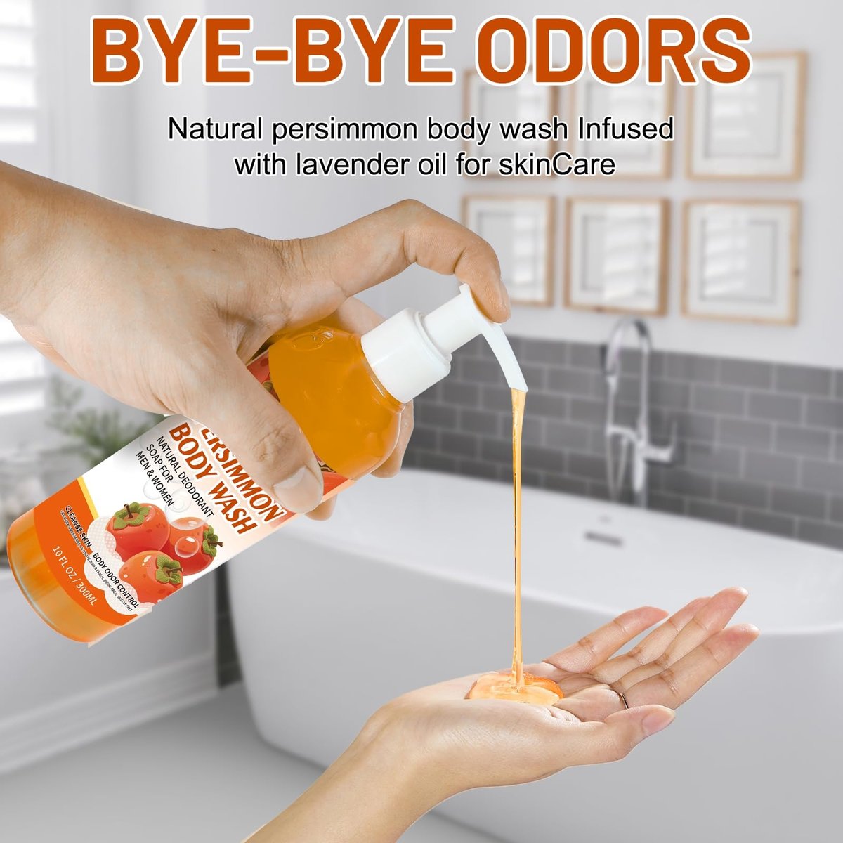 MR.A Persimmon Body Wash for Strong Body Odor – Liquid Persimmon Soap for Old People Smell, Odor Eliminator Purifying & Deodorizing Wash, 10 Fl Oz - görsel 7