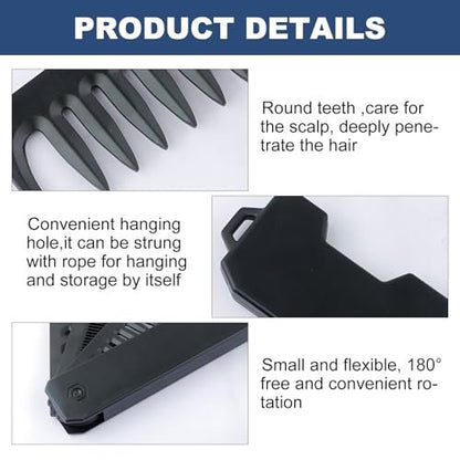 KAIOULU 3-in-1 Men's Portable Folding Hair Comb - Fine & Wide Tooth, Foldable Design for Travel, Daily Grooming