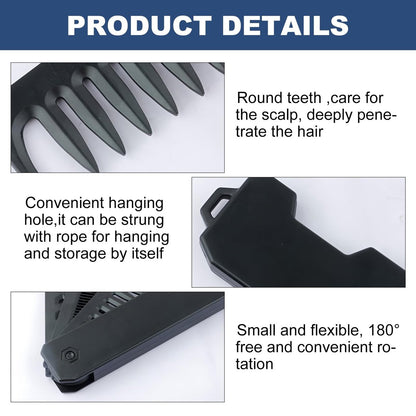 KAIOULU 3-in-1 Men's Portable Folding Hair Comb - Fine & Wide Tooth, Foldable Design for Travel, Daily Grooming